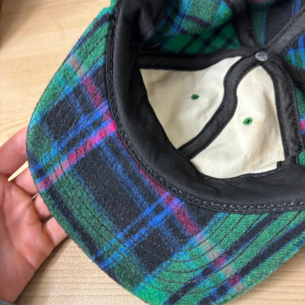 Malstrom Hat Cap Fitted Large‎ Black Green Wool Plaid Dry Goods USA Made